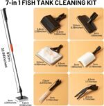 Aquarium Glass Cleaner, 7 in 1 Algae Remover for Fish Tank, Aquarium Cleaning Kit with Long Handle, Aquarium Net, Algae Scraper, Sponge Brush - Image 3
