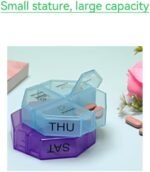 Weekly Pill Organizer(7-Day) Morning/Noon/Afternoon/Bedtime, Vitamin， Fish Oil and Medicine Box, Large Pop-Out Compartments, Designed for Travel, 4Times a Day,Iridescent - Image 9