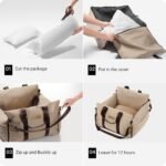 Multifunctional Dog Car Seat - Ideal for Long Trips, Wipe-Clean Dog Booster Car Seat with Calming Cushion - Perfect Dog Car Seats for Small Dogs & Medium Sized Dogs, Camel - Image 7