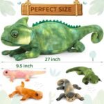 Giant Lizard Plush, 27" Mother Iguana Stuffed Animal with 4 Baby Lizard Plushies, Bearded Dragon Plush Toy for Kids Boys Girls, Stuffed Chameleon for Christmas Birthday Gift - Image 4