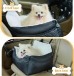 Dog Car Seat for Small Dogs,Detachable and Washable Dog Booster Seat Under 25 lbs,Portable Dog Car Travel Carrier Bed with Storage Pockets and Dog Safety Belt,Black - Image 3