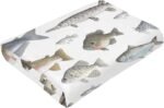 Trendy Flannel Fleece Throw Blanket, Watercolor Few Freshwater Fish Cartilaginous Fish Marine Life Throw for Better Sleep, Warm Air Conditioning Blanket 50"X40" - Image 7