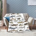 Trendy Flannel Fleece Throw Blanket, Watercolor Few Freshwater Fish Cartilaginous Fish Marine Life Throw for Better Sleep, Warm Air Conditioning Blanket 50"X40" - Image 8