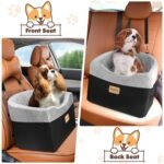 Dog Car Seat for Small/Medium Dogs, Memory Foam Dog Booster Seat with Washable Removable Cover, Storage Pockets and Thick Cushion, Black Part is Waterproof and Abrasion-Resistant - Image 8