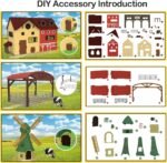 Farm Animals Figurines Toys -140 pcs Toy Set Barn Toy Horse Stable Tractor Trailer Windmill Farmer Fence Playset for Kids Toddlers Boy Girl 3-7 Years Old - Image 5