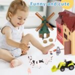 Farm Animals Figurines Toys -140 pcs Toy Set Barn Toy Horse Stable Tractor Trailer Windmill Farmer Fence Playset for Kids Toddlers Boy Girl 3-7 Years Old - Image 6