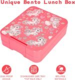 Bento Lunch Box Set for Kids with 10oz Soup Thermo, Leak-Proof Lunch Containers with 4 Compartment, Kids Thermo Hot Food Jar and Insulated Lunch Bag for Kids to School,BPA-Free(Pink-Horse) - Image 4