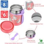Bento Lunch Box Set for Kids with 10oz Soup Thermo, Leak-Proof Lunch Containers with 4 Compartment, Kids Thermo Hot Food Jar and Insulated Lunch Bag for Kids to School,BPA-Free(Pink-Horse) - Image 5