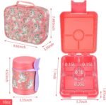 Bento Lunch Box Set for Kids with 10oz Soup Thermo, Leak-Proof Lunch Containers with 4 Compartment, Kids Thermo Hot Food Jar and Insulated Lunch Bag for Kids to School,BPA-Free(Pink-Horse) - Image 7