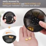 FYY Travel Weekly Pill Organizer - Push Button Pill Case Rotate 7 Compartments Daily Pill Box Portable Pill Dispenser Medicine Case with Labels for Vitamin,Fish Oil,Pills,Supplements-Black - Image 5