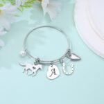 Anoup Horse Gifts for Girls - Horse Stuff, 14K White/Rose Gold Plated Stainless Steel Bracelets | Initial Heart Pearl Horseshoe Bracelet | Birthday Day Gifts for Horse Lovers - Image 7