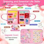 Esjay Toddler Busy Board Montessori Toys, Sensory Board Educational Activities for Learning Fine Motor Skills, Gifts for Girls Boys Toddlers, Travel Toys for Airplane Car,Fairy Horse - Image 3