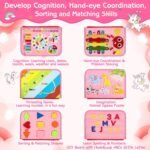 Esjay Toddler Busy Board Montessori Toys, Sensory Board Educational Activities for Learning Fine Motor Skills, Gifts for Girls Boys Toddlers, Travel Toys for Airplane Car,Fairy Horse - Image 4