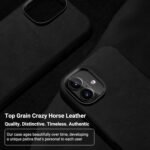 Belemay Compatible with iPhone 16 Plus Leather Case, Compatible with Magsafe, Premium Crazy Horse Leather [Vintage Aesthetic] Comfort Grip, Metal Buttons & Camera Bump Frame, (6.7") Black - Image 3