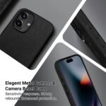 Belemay Compatible with iPhone 16 Plus Leather Case, Compatible with Magsafe, Premium Crazy Horse Leather [Vintage Aesthetic] Comfort Grip, Metal Buttons & Camera Bump Frame, (6.7") Black - Image 4