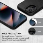 Belemay Compatible with iPhone 16 Plus Leather Case, Compatible with Magsafe, Premium Crazy Horse Leather [Vintage Aesthetic] Comfort Grip, Metal Buttons & Camera Bump Frame, (6.7") Black - Image 9