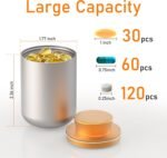 Portable Aluminum Pill Organizer, Lightweight, Large Capacity, Waterproof Suitable for Storing Daily Fish Oil, Vitamins, medications and Supplements for Office outings Travel Camping. (2) - Image 3