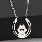 BEKECH Pet Lovers Gift Paw Horseshoe Pendent Necklace Dog Paw Good Luck Charm Horse Shoe Charm Jewelry Gift for Women Girls - Image 4