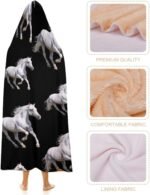 Running White Horse Wearable Hooded Blanket Fleece Throw Blanket Cloak Wrap for Adults Winter - Image 5