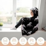 Running White Horse Wearable Hooded Blanket Fleece Throw Blanket Cloak Wrap for Adults Winter - Image 7