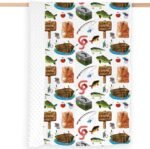 Fishing Baby Blanket for Boys, Gone Fishing Themed Toddler Soft Minky Blanket with Double Layer Dotted Backing, Newborn Nursery Baby Crib Receiving Blanket Fishing Boat Newborn, 30"x40" - Image 3