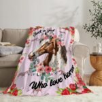 Horse Blanket Warm Soft Cozy Horse Flower Throw Blanket for Horse Lovers Gifts for Women Girls Plush Fluffy Horse Stuff Fleece Flannel Gifts Blankets for Kids Adults 50"X40" - Image 3