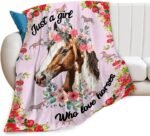 Horse Blanket Warm Soft Cozy Horse Flower Throw Blanket for Horse Lovers Gifts for Women Girls Plush Fluffy Horse Stuff Fleece Flannel Gifts Blankets for Kids Adults 50"X40" - Image 4