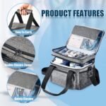 Timgle 1 Pack Double Layers Medicine Storage Bag Pill Bottle Organizer 11.4 x 7.9 x 9.5 in Empty First Aid Kits Bag with Shoulder Strap for Home Emergency Medication Fish Oil Vitamins - Image 4