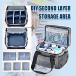 Timgle 1 Pack Double Layers Medicine Storage Bag Pill Bottle Organizer 11.4 x 7.9 x 9.5 in Empty First Aid Kits Bag with Shoulder Strap for Home Emergency Medication Fish Oil Vitamins - Image 5