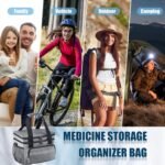 Timgle 1 Pack Double Layers Medicine Storage Bag Pill Bottle Organizer 11.4 x 7.9 x 9.5 in Empty First Aid Kits Bag with Shoulder Strap for Home Emergency Medication Fish Oil Vitamins - Image 8