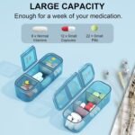 Weekly Pill Organizer 3 Times a Day, 7 Day Medicine Organizer Box, Portable Travel Pill Box, Secure Closure and Moisture Resistance for Pills, Vitamins, Fish Oil, Supplements (Blue) - Image 4