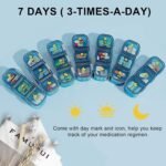 Weekly Pill Organizer 3 Times a Day, 7 Day Medicine Organizer Box, Portable Travel Pill Box, Secure Closure and Moisture Resistance for Pills, Vitamins, Fish Oil, Supplements (Blue) - Image 5