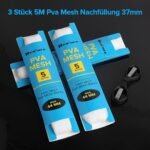 3 Pcs 5M Fishing PVA Mesh Refill 25/37/44mm Wide PVA Mesh Carp Fishing Accessories with Scissors, Fast Melt Water Soluble PVA Mesh Bag Fishing for Boilie, Bait, Precise Feeding - Image 4