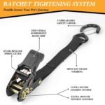 Truck Bed Dog Tether for Two Dogs,Ratchet Tightening Adjustable Double Safety Truck Bed Dog Leash System for Pickup, SUV, Cars & Trucks - Image 3