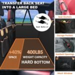 Back Seat Extender for Dogs Cats,Car Seat Cover with Hard Support,Waterproof Dog Hammock for Car Travel,Foldable Camping Bed Mattress for Car SUV Truck(Black) - Image 3