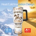 40 oz Tumbler with Handle and Straw, Stainless Steel Insulated Horse Tumbler 40 oz, Reusable Horse Coffee Mug with Leak Proof Lid, Horse Gifts for Women - Image 8