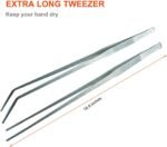 Extra Long Tweezers with Rubber Cover Tips, Fecsam Feeding Tongs - 2 Pack/18.9 inch Aquarium Stainless Steel Large Aquascape Tools for Fish Tank, Terrarium，Aquascaping, Reptile, Bearded Dragon - Image 4