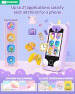 KOKODI Kids Smart Phone Toys, Birthday Gifts Unicorn Toddler Play Phone for Girls 3-10, Touchscreen HD Dual Camera Cell Phone for Kids, Travel Toy Preschool Learning Toy for Kids (Purple) - Image 4