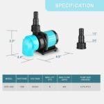 400GPH Aquarium Return pump with LCD display controller, 15W DC 24V aquarium pump for saltwater freshwater aquarium,fish tank,sump,20 speeds ECO Quiet Submersible and inline pump - Image 4