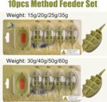 FUSIGO Carp Fishing Feeders Inline Method Feeders Set Carp Fishing Tackle Inline Method Feeders with Quick Release Moulds Holder Tool Carp Fishing Equipment Carp Accessories Tackle - Image 5