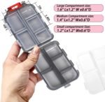 Travel Pill Organizer - Travel Medicine Case Kit - Pocket Daily Pharmacy Container - Travel Medication Holder Dispenser for Fish Oil Vitamin Supplement Storage (Grey) - Image 3