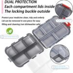 Travel Pill Organizer - Travel Medicine Case Kit - Pocket Daily Pharmacy Container - Travel Medication Holder Dispenser for Fish Oil Vitamin Supplement Storage (Grey) - Image 5