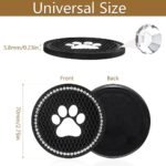 GES Car Cup Holder Coasters, Bling Paw Cup Coaster Car Interior Accessories 4 Set 2.75 Inch Anti Slip Dog Paw Car Coasters with Crystal Paw Stickers - Image 3