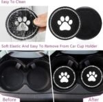 GES Car Cup Holder Coasters, Bling Paw Cup Coaster Car Interior Accessories 4 Set 2.75 Inch Anti Slip Dog Paw Car Coasters with Crystal Paw Stickers - Image 6