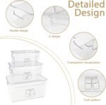 3 Pieces Supplement Bottle Organizer, Clear Plastic Vitamin Organizer with Lid and Handle, Stackable Pill Bottle Organizer, First Aid Box Empty for Vitamin, Medicine, Fish Oil & Supplements - Image 3