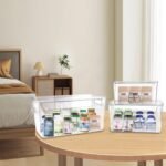 3 Pieces Supplement Bottle Organizer, Clear Plastic Vitamin Organizer with Lid and Handle, Stackable Pill Bottle Organizer, First Aid Box Empty for Vitamin, Medicine, Fish Oil & Supplements - Image 4