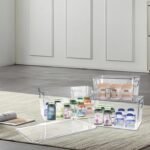 3 Pieces Supplement Bottle Organizer, Clear Plastic Vitamin Organizer with Lid and Handle, Stackable Pill Bottle Organizer, First Aid Box Empty for Vitamin, Medicine, Fish Oil & Supplements - Image 6
