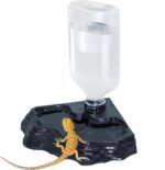 17oz Terrarium Tank Reptile Food Feeders Bowl, Water Feeder Automatic Water Dispenser Waterer Feeding Accessories, for Geckos Lizards Turtle Bearded Dragons - Black - Image 2