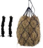 2 PCS Feed Hay Net, Hay Bag 40" Length and 4" Larger Holes with Metal Rings for Horses, Goat, Barn Supplies, Trailer & Stalls, Simulates Grazing, Reduce Waste - Image 2