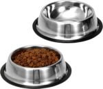 2 Pack Stainless Steel Dog Bowls with Rubber Bottom, Anti-Slip Heavy Duty Premium Quality Pets Feeder Bowls for Dogs and Cats and More (1½Cup / 10oz) - Image 2